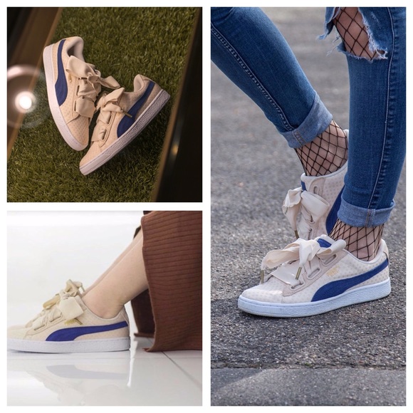 puma basket heart denim